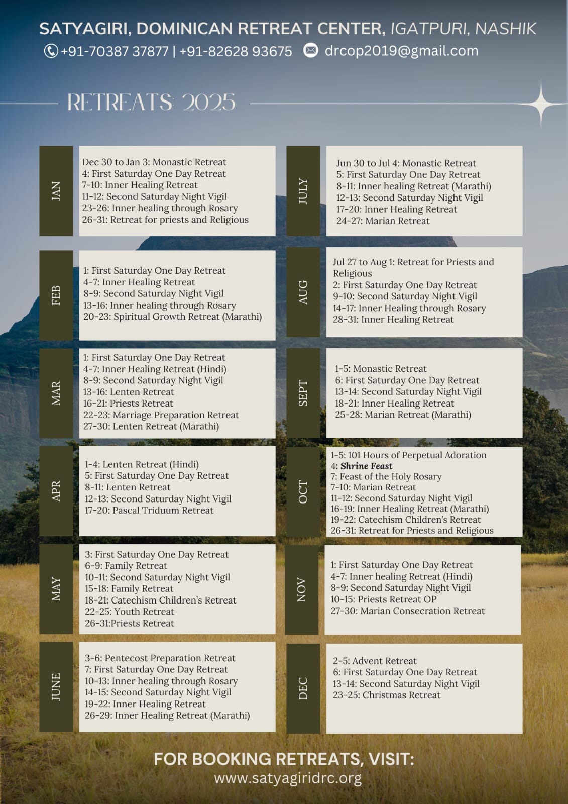 Forthcoming Retreats
